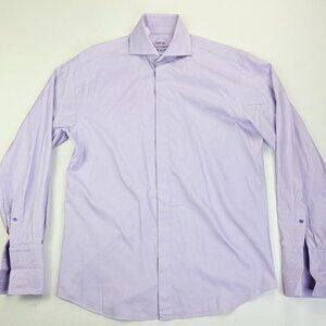 Sergio Valentino Size Medium Mens Lavender White Stripe French Cuff Shirt Italy